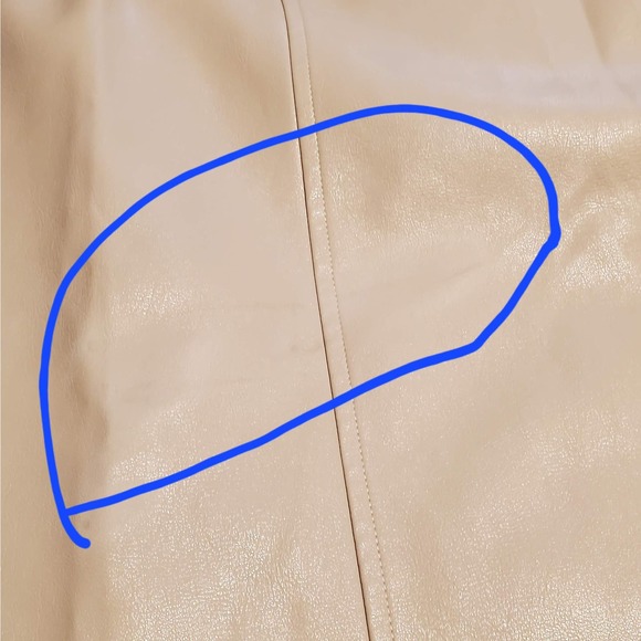 Molly Bracken La Collection Size M Belted Vegan Faux Leather Dress in Beige FLAW - Picture 15 of 16